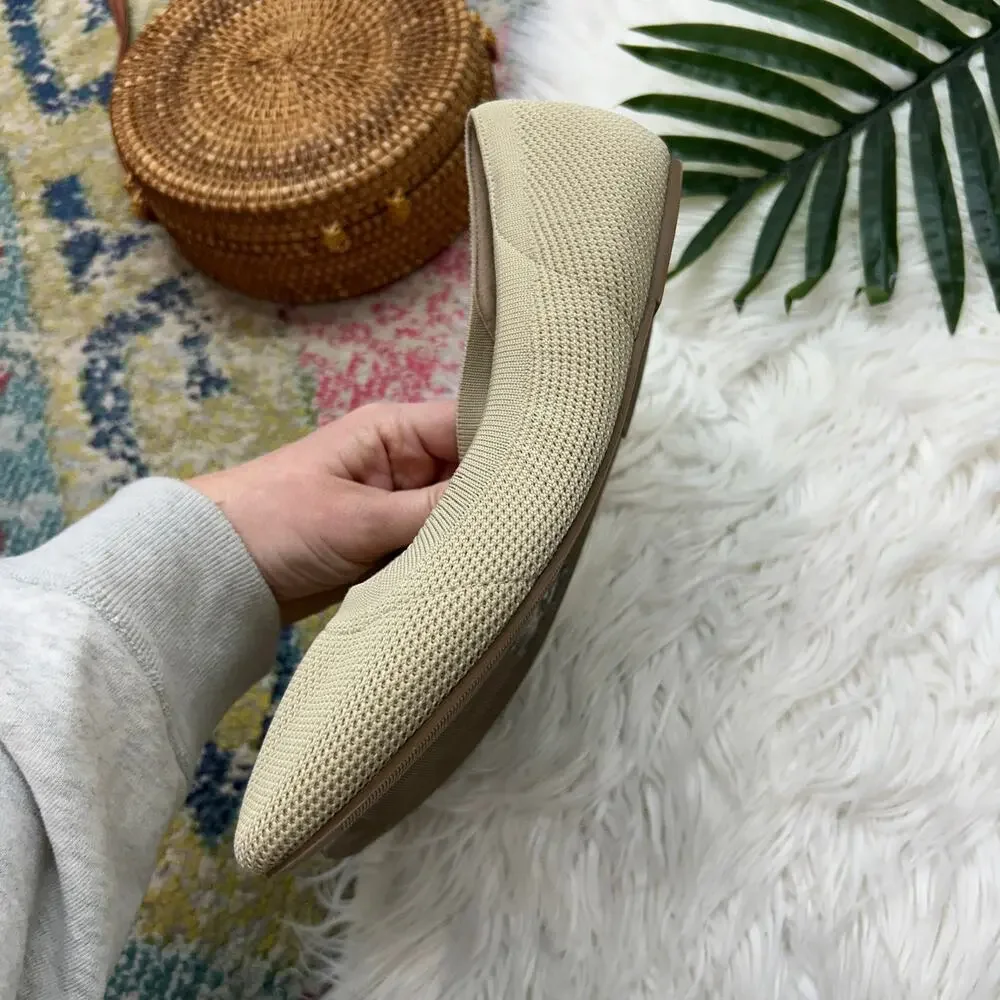 Cushionaire Slip On Flat 9 Neutral Beige Square Toe Minimalist